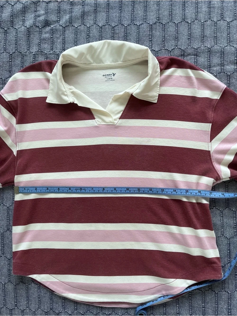 Old Navy Pink, Maroon & Cream Striped Rugby Polo